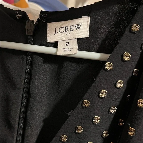 J.Crew Black and Gold Polka Dots Midi Dress - Picture 7 of 9
